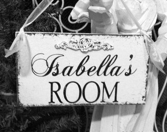 Child's ROOM SIGN, Custom Name Sign, Door Sign, Room Sign, Baby Shower Gift, Shabby Rustic Sign, 9 x 5