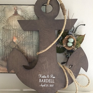ANCHOR WEDDING GUESTBOOK, Nautical Guestbook, Guest Book Alternative, Bride and Groom, Beach Signs, Coastal Decor, 26&quot; tall