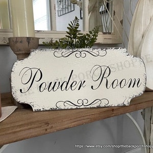 POWDER ROOM, Bathroom Sign, Restroom Sign, 18 x 8