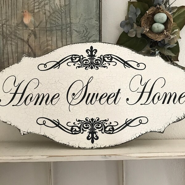 HOME SWEET HOME | Family Sign | Wedding Gift | French Style Sign | Farmhouse Sign | 12 x 24
