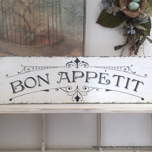 BON APPETIT, French Signs, Kitchen Signs, Bon Appetit Signs, Home Decor, 7 x 24