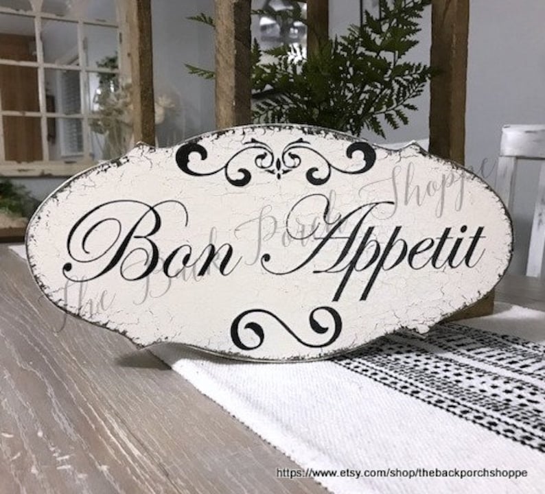 BON APPETIT French Kitchen Signs Shabby Vintage Style 14 x Etsy