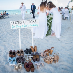 SHOES OPTIONAL, Bride and Groom, Beach Weddings, Mr and Mrs, INCLUDES 2 tall stakes 32 x 8 1/2