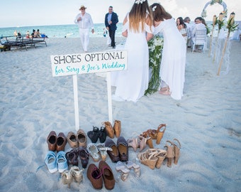 SHOES OPTIONAL, Bride and Groom, Beach Weddings, Mr and Mrs, INCLUDES 2 tall stakes 32 x 8 1/2