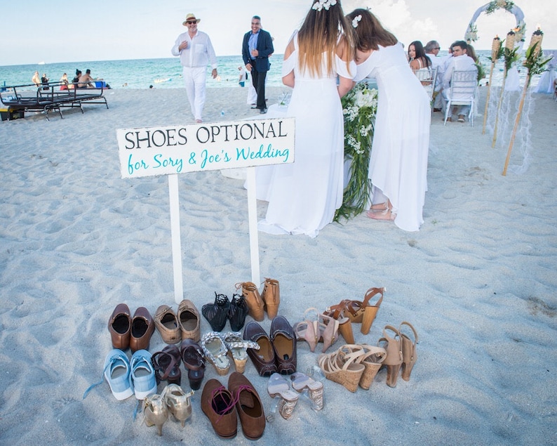 SHOES OPTIONAL, Bride and Groom, Beach Weddings, Mr and Mrs, INCLUDES 2 tall stakes 32 x 8 1/2 image 1