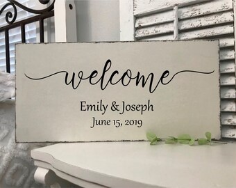 WELCOME to our WEDDING Sign, Wedding Guestbook, Mr. & Mrs. Signs, Bride and Groom Signs, Personalized Wedding Signs, 12 x 24