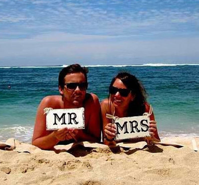 WEDDING Chair Signs MR. & MRS. Chair Signs Bride and Groom Signs 9 x 5 image 3