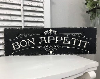 BON APPETIT, French Signs, Kitchen Signs, Bon Appetit Signs, Home Decor, 7 x 24