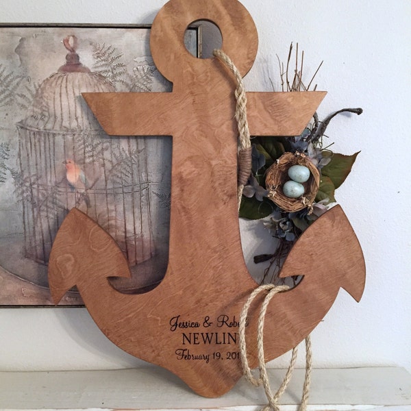 ANCHOR WEDDING GUESTBOOK, Nautical Guestbook, Rustic Guest Book Alternative, Bride and Groom, Beach Signs, Coastal Decor, 26" tall