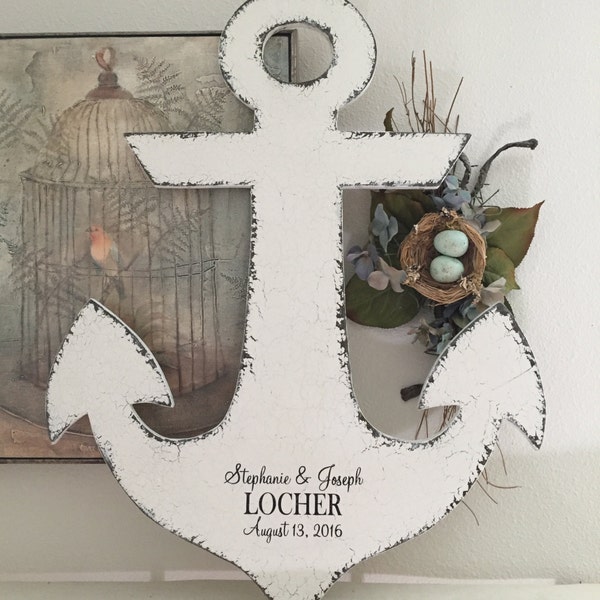 ANCHOR WEDDING GUESTBOOK, Nautical Guestbook, Guest Book Alternative, Bride and Groom, Beach Signs, Coastal Decor, 26" tall