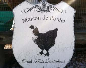 Fresh Eggs - Chicken House - French Signs - 20 x 16