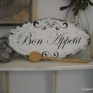 BON APPETIT, French Kitchen Signs, Shabby Vintage Style, 14 x 7 image 3