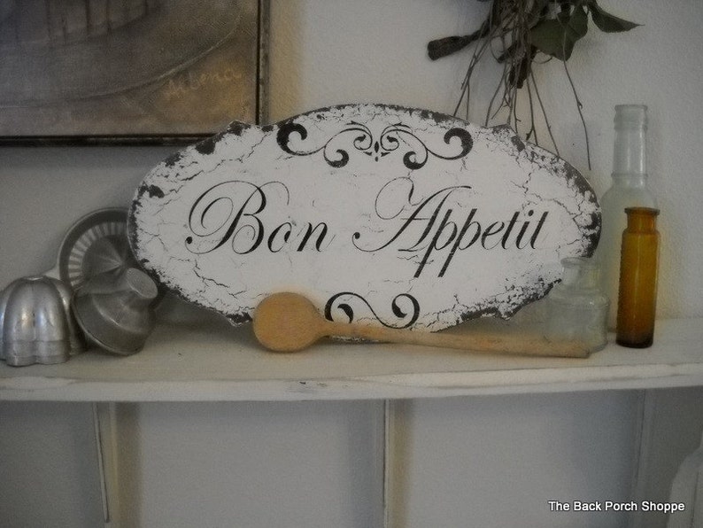 BON APPETIT, French Kitchen Signs, Shabby Vintage Style, 14 x 7 image 3