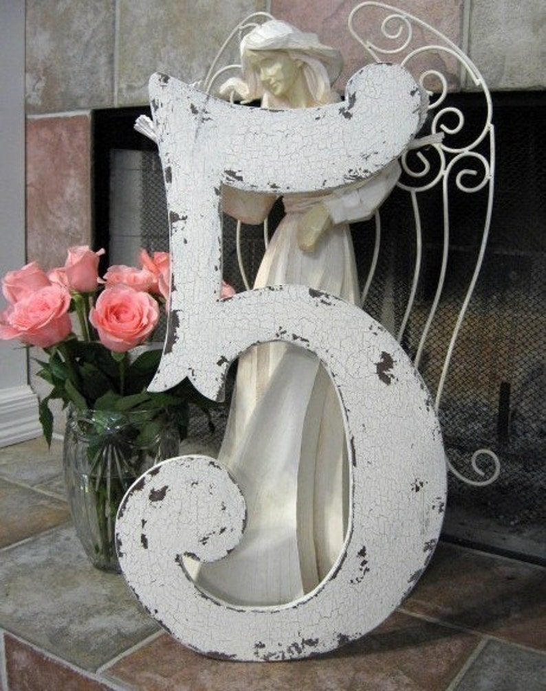 NUMBER 5 Shabby Cottage 2 ft FIVE Chippy French Chic Vintage Style 24 in tall image 1