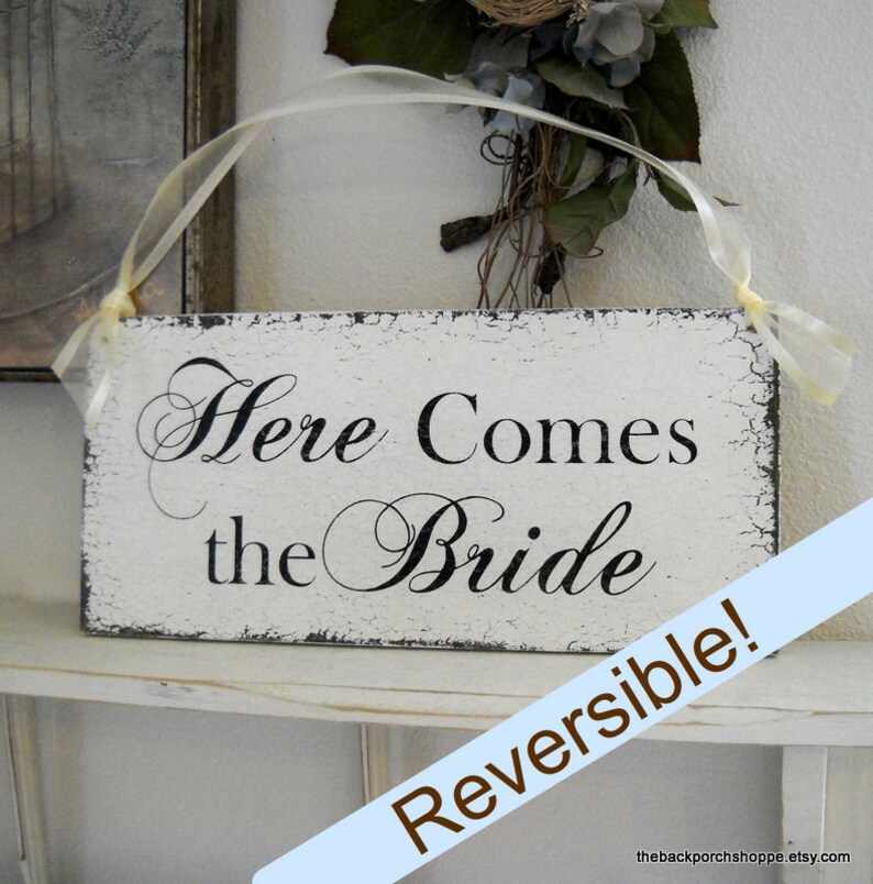 Here Comes The BRIDE, Wedding Signs, I have found the one whom my SOUL LOVES, Reversible Wedding Signs, 7 x 15 image 3