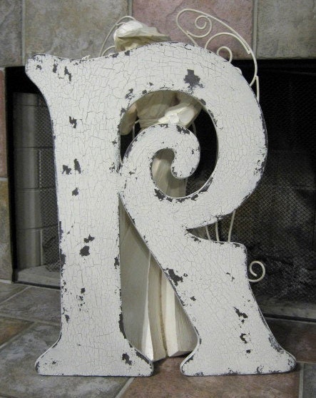 LETTER R 2 Ft Tall Vintage Style Wood Cut Out Signs, Guest Book, Save ...