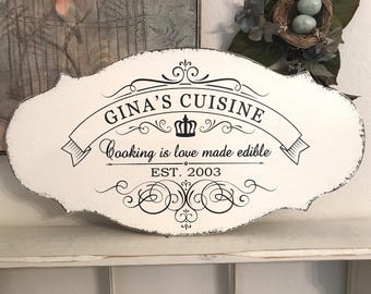 Personalized Kitchen Signs | FRENCH Signs | Cuisine Signs | French Kitchen Signs | 12 x 24