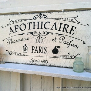 APOTHICAIRE, APOTHECARY, Pharmacy, First Aid Signs, Perfume, French Signs, Paris Signs, Bathroom Signs image 1