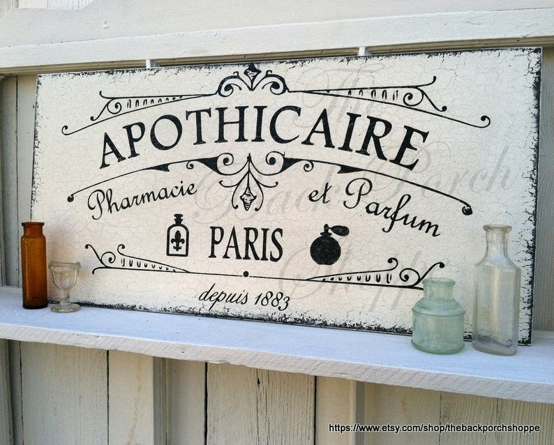 APOTHICAIRE, APOTHECARY, Pharmacy, First Aid Signs, Perfume, French Signs, Paris Signs, Bathroom Signs image 1