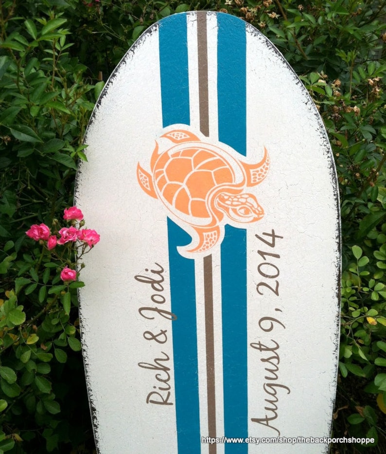 48 x 15 Guest Book Alternative 4 ft tall Wedding Sign Beach Wedding SEA TURTLE SURFBOARD Guestbook