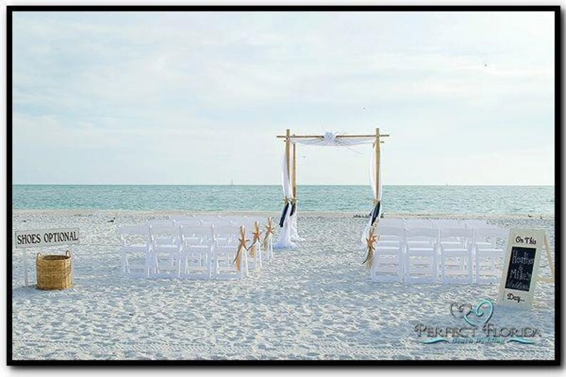 SHOES OPTIONAL Beach Wedding Signs INCLUDES 2 tall stakes 32 x 8 1/2 image 2