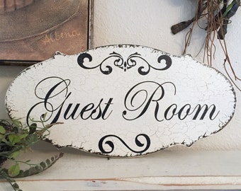 GUEST ROOM, Guest Room Sign, Home Decor, Shabby Chic Style Signs, 14 x 7