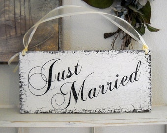 JUST MARRIED, Rustic Elegance Wedding Signs 7 x 15