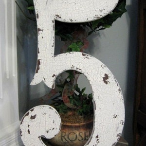 NUMBER 5 Shabby Cottage 2 ft FIVE Chippy French Chic Vintage Style 24 in tall image 2