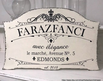PERSONALIZED FRENCH SIGN, 28 x 18