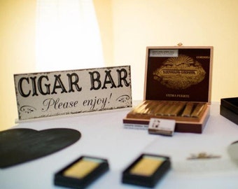 CIGAR BAR, Cigar Bar Signs, Wedding Signs, Bar Signs, Cigar Bar Wedding Sign, 4 3/4 x 12