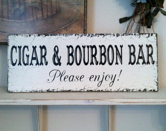 CIGAR Bar | BOURBON Bar |  Wedding Signs | BAR Signs | Groom Signs | 7 x 18