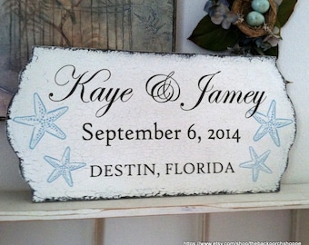 WEDDING SIGN, Beach Wedding Sign, Starfish, Mr. and Mrs. Wedding signs, Bride and Groom signs,  23.5 x 11.5