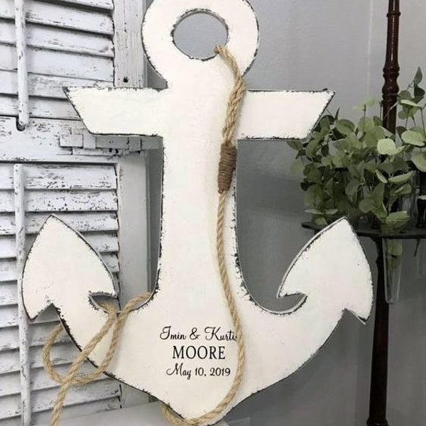 ANCHOR WEDDING GUESTBOOK, Wedding Sign, Nautical Guestbook, Guest Book Alternative, Bride and Groom, Beach Signs, Coastal Decor, 26" tall