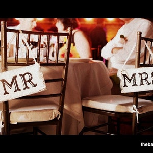 WEDDING Chair Signs MR. & MRS. Chair Signs Bride and Groom Signs 9 x 5 image 4