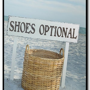 SHOES OPTIONAL Beach Wedding Signs INCLUDES 2 tall stakes 32 x 8 1/2 image 1