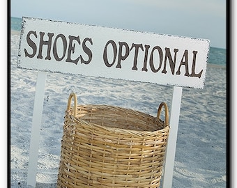 SHOES OPTIONAL - Beach Wedding Signs - INCLUDES 2 tall stakes 32 x 8 1/2