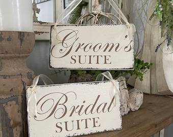 BRIDAL Suite and GROOM’S Suite, Wedding Signs, Hand Painted, 9 x 5 Set of 2