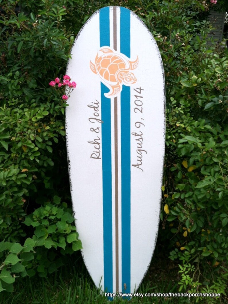 48 x 15 Guest Book Alternative 4 ft tall Wedding Sign Beach Wedding SEA TURTLE SURFBOARD Guestbook