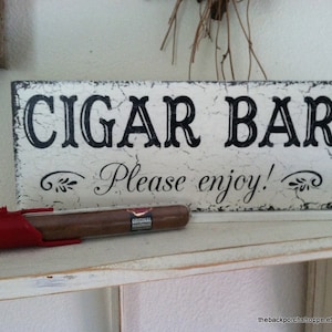 CIGAR BAR Sign - Cigar Bar Wedding Signs - Please enjoy - Self Standing Sign - 4 3/4 x 12