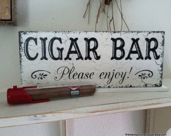 CIGAR BAR Sign - Cigar Bar Wedding Signs - Please enjoy - Self Standing Sign - 4 3/4 x 12