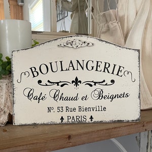 BOULANGERIE, Bon Appetit, French Sign, Kitchen Sign, Paris Cafe Sign, 13” wide x 9” high