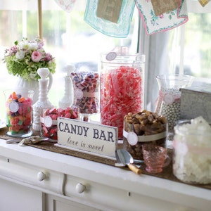 CANDY BAR Sign, Love is Sweet, Wedding Signs, ORIGINAL Design by The Back Porch Shoppe, 4 3/4 x 12