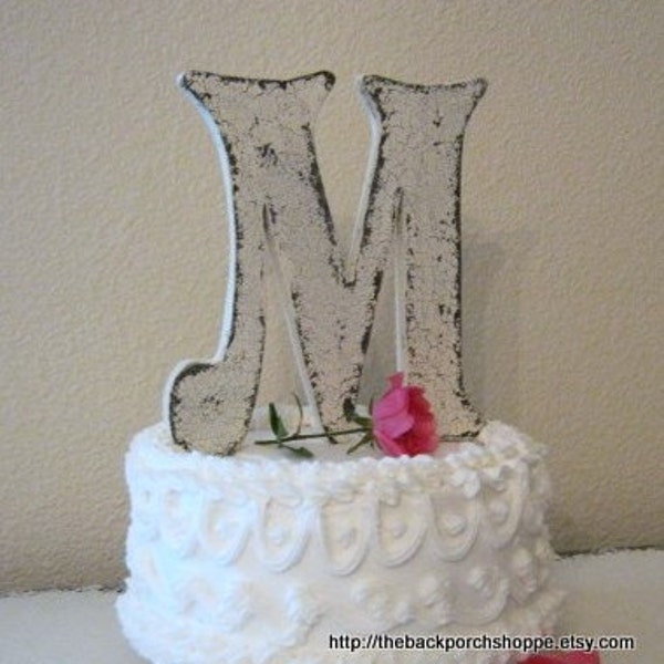 Wedding Cake Topper, Wood Initial Cake Topper, Wedding Signs, Bride and Groom Signs, 6 inches high