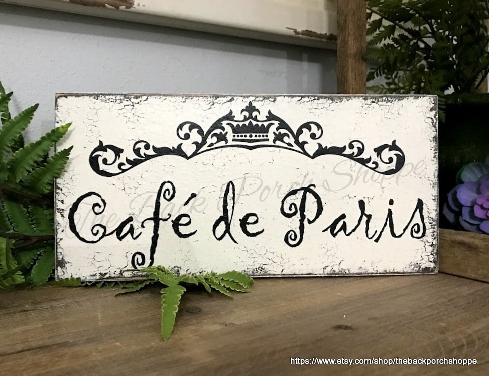 CAFE DE PARIS, French Sign, Kitchen Sign, Coffee Bar Sign, 5.5 X