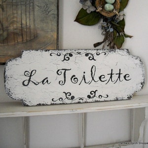 FRENCH SIGNS, La Toilette, Laundry, Dressing Room, Powder Room, Bathroom Signs, Shabby Chic Bathroom Signs, 22 x 8 image 3