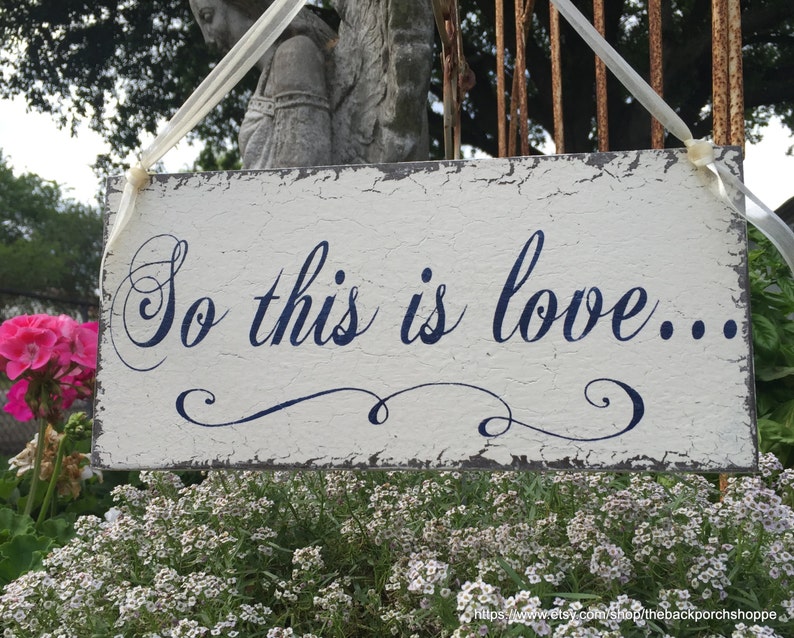 So this is love, FAIRY TALE WEDDING, Wedding Sign, Mr. and Mrs. sign, Bride and Groom, Flower Girl, 5.5 x 11.5 image 1