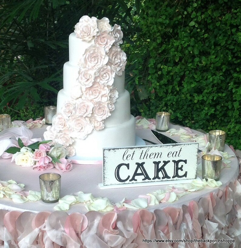 Wedding Table Sign Let them eat CAKE Signs Wedding Sign Bride and Groom signs 4 34 x 12 Let them eat CAKE and Mrs Mr Signs