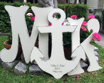 Wedding Guestbook Alternative, Anchor, Wedding Signs, Guestbooks, WOOD LETTERS, Large Wood Letters, 24 in. Letters, 26 in. Anchor