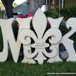 Wedding Guestbook Alternative, Wedding Signs, Guestbooks, Fleur de Lis, WOOD LETTERS, Large Wood Guestbooks, 24 to 29 in.