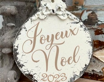 JOYEUX NOEL, Merry Christmas Ornament, French Ornament, Keepsake Ornament, 4.25 x 5
